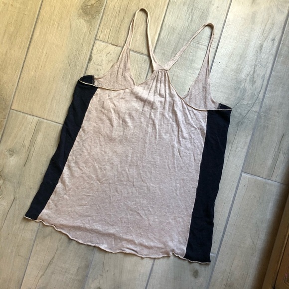 Anthropologie Michael stars side stripe linen tank in cream and blue. Size XS - Picture 6 of 8